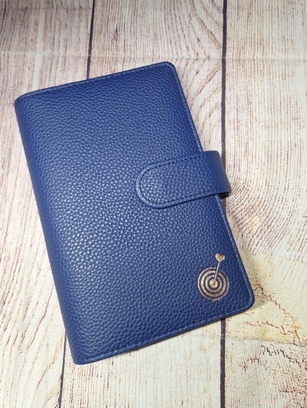 Navy A6 Cash Wallet with Rose Gold Rings, Navy Cash Wallet, A6 Budget Binder